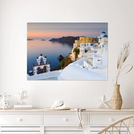 Plakat samoprzylepny Widok wioski na Santorini wyspie w Grecji