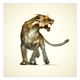 Plakat samoprzylepny Drapieżna lwica na beżowym tle