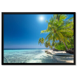 Plakat w ramie Tropikalna plaża z dużą ilością roślinności