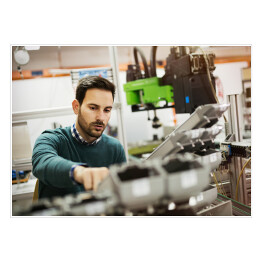 Plakat Inżynier mechanik pracujący na maszynach