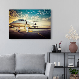 Obraz na płótnie Samolot czekający na pasie startowym