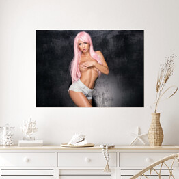 Plakat Dziewczyna z różowymi włosami