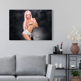Obraz na płótnie Dziewczyna z różowymi włosami