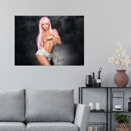 Plakat Dziewczyna z różowymi włosami