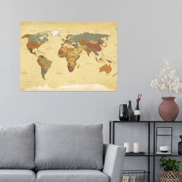 Plakat samoprzylepny Vintage mapa świata 