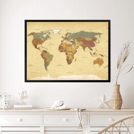 Obraz w ramie Vintage mapa świata 