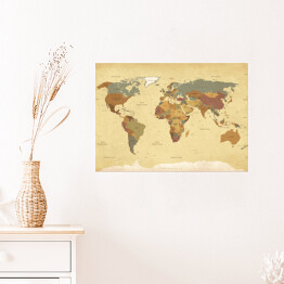 Plakat samoprzylepny Vintage mapa świata 