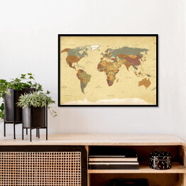 Plakat w ramie Vintage mapa świata 