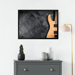 Obraz w ramie Jasna gitara elektryczna na szarym tle