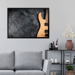 Obraz w ramie Jasna gitara elektryczna na szarym tle