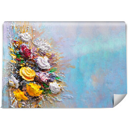 Fototapeta winylowa zmywalna Bukiet kwiatów - malarstwo olejne