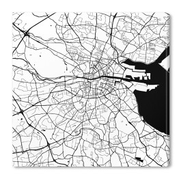 Obraz na płótnie Mapa monochromatyczna miasta Dublin, Irlandia