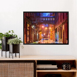 Obraz w ramie Oświetlona uliczka w Nowym Jorku nocą