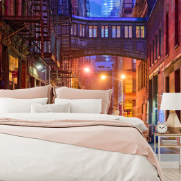 Fototapeta winylowa zmywalna Oświetlona uliczka w Nowym Jorku nocą