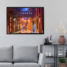 Obraz w ramie Oświetlona uliczka w Nowym Jorku nocą