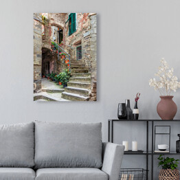 Obraz na płótnie Aleja w Włoskim starym miasteczku Liguria, Włochy