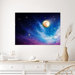 Plakat Baśniowe niebo z księżycem w pełni