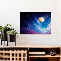 Plakat samoprzylepny Baśniowe niebo z księżycem w pełni