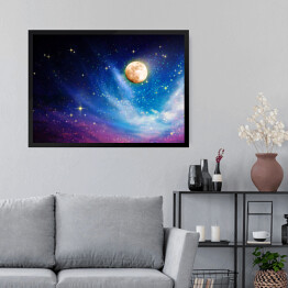 Obraz w ramie Baśniowe niebo z księżycem w pełni