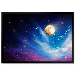 Plakat w ramie Baśniowe niebo z księżycem w pełni