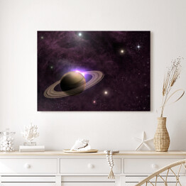 Obraz na płótnie Planeta Saturn na tle gwiazd