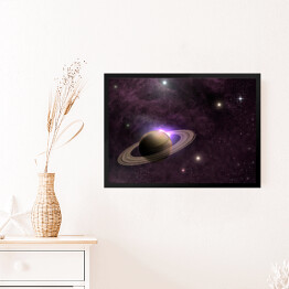 Obraz w ramie Planeta Saturn na tle gwiazd