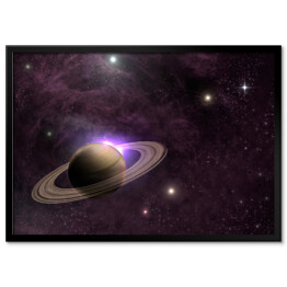 Plakat w ramie Planeta Saturn na tle gwiazd