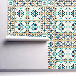 Tapeta w rolce Arabska mozaika w kolorach żółtym i niebieskim
