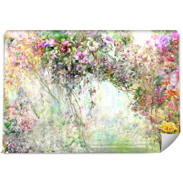 Fototapeta Abstrakcyjne kolorowe kwiaty malowanie akwarelowe. Wiosna wielobarwne kwiaty