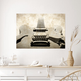 Plakat samoprzylepny Gitara elektryczna - obraz w stylu retro