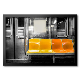 Obraz w ramie Wnętrze metra w Nowym Jorku z kolorowymi siedzeniami