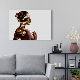 Obraz na płótnie Podwójna ekspozycja kobiety i jesiennych liści klonu
