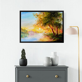 Obraz w ramie Obraz olejny - wiosenne popołudnie w lesie