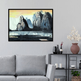 Plakat w ramie Chiński krajobraz - góra i rzeka