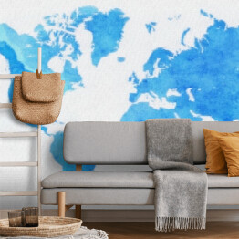 Fototapeta winylowa zmywalna Mapa świata w odcieniach błękitu