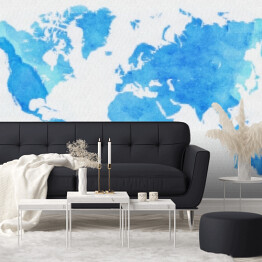 Fototapeta samoprzylepna Mapa świata w odcieniach błękitu
