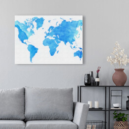 Obraz na płótnie Mapa świata w odcieniach błękitu