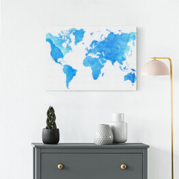 Obraz na płótnie Mapa świata w odcieniach błękitu