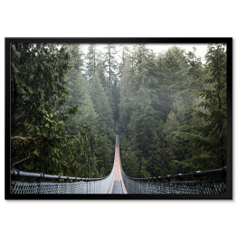 Plakat w ramie Most wiszący w mglisty dzień, Vancouver, Kolumbia Brytyjska, Kanada