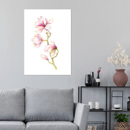Plakat Akwarela - magnolia - kwiatek 
