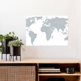 Plakat Biało szara mapa świata