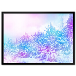 Plakat w ramie Las na mrozie - zimowy krajobraz