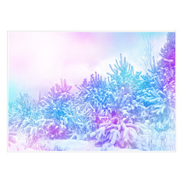 Plakat samoprzylepny Las na mrozie - zimowy krajobraz