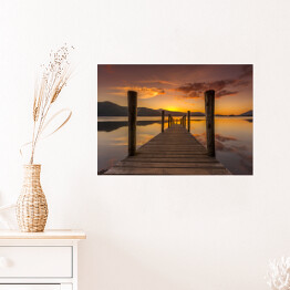 Plakat samoprzylepny Zachód słońca nad jeziorem