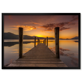 Plakat w ramie Zachód słońca nad jeziorem
