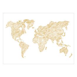 Beżowy szkic mapy świata