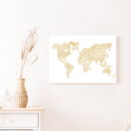 Obraz na płótnie Beżowy szkic mapy świata