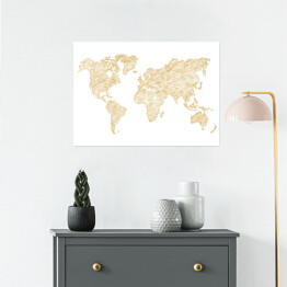 Plakat samoprzylepny Beżowy szkic mapy świata