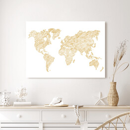 Obraz na płótnie Beżowy szkic mapy świata