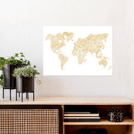 Plakat Beżowy szkic mapy świata